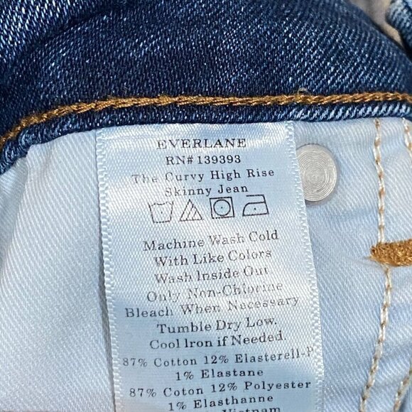 Everlane The Curvy High Rise Skinny Jean Denim Blue Size 30 - Picture 7 of 7